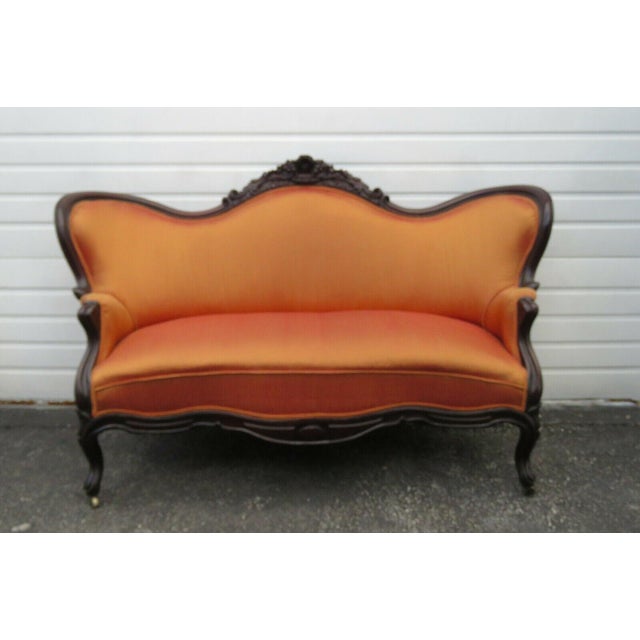 Late 1800s Victorian Hand Carved Loveseat Settee Sofa Couch Chairish
