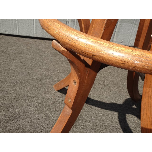 Antique Industrial Adjustable Swivel Oak Drafting Stool Barstool 1of3 ~ # 3 For Sale - Image 17 of 18