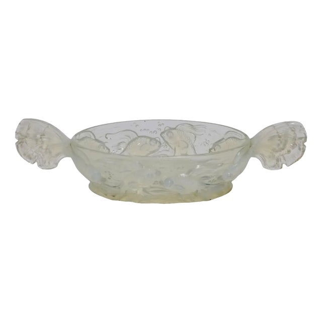 Art Déco French Opaline Glass Fish Bowl by Vey, 1930s For Sale