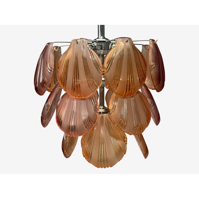 Mid-Century Modern, Orange Shell Motif Murano Glass, Pendant Light, 1960s For Sale - Image 4 of 8