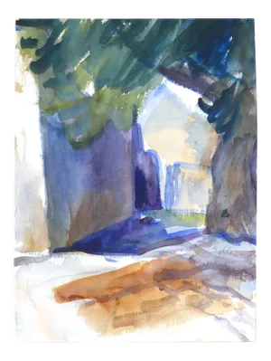 Shadow and Tree - Original Watercolor by Armin Guther - 1986/88 1986/88