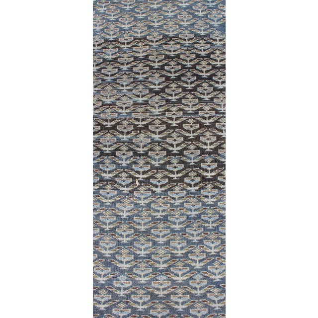 Traditional Antique Persian Runner With in Steel Blue, Gray and Brown 2'5 X 12' For Sale - Image 3 of 8