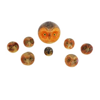 Marble Owls, 1970s, Set of 8 For Sale