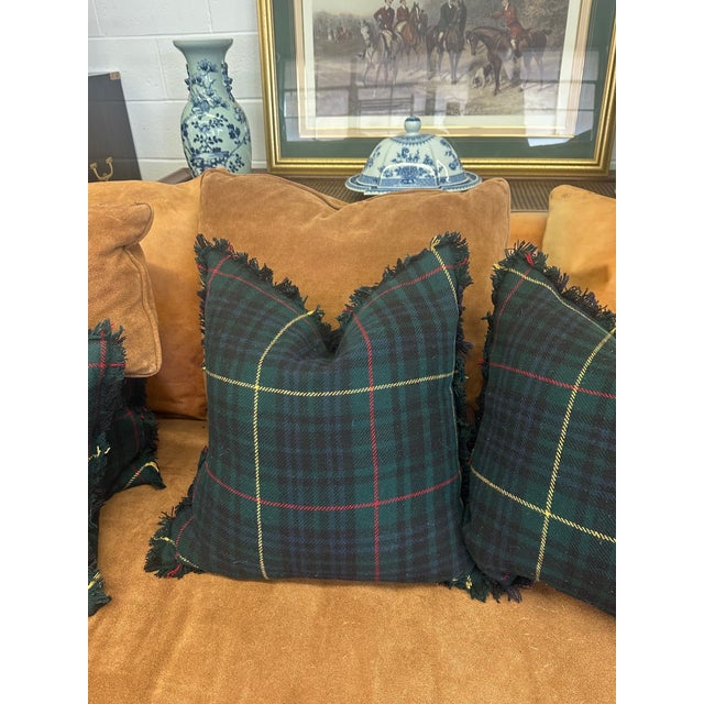Pair of Vintage Ralph Lauren Wool Tartan Fringed Pillows For Sale - Image 16 of 18