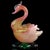 Beautiful vintage Murano hand blown dark pink, opal white, and gold flecks Italian art glass swan sculpture / figurine....