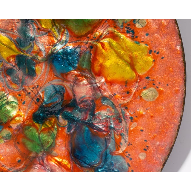Mid-Century Orange Enamel Plate For Sale - Image 4 of 6