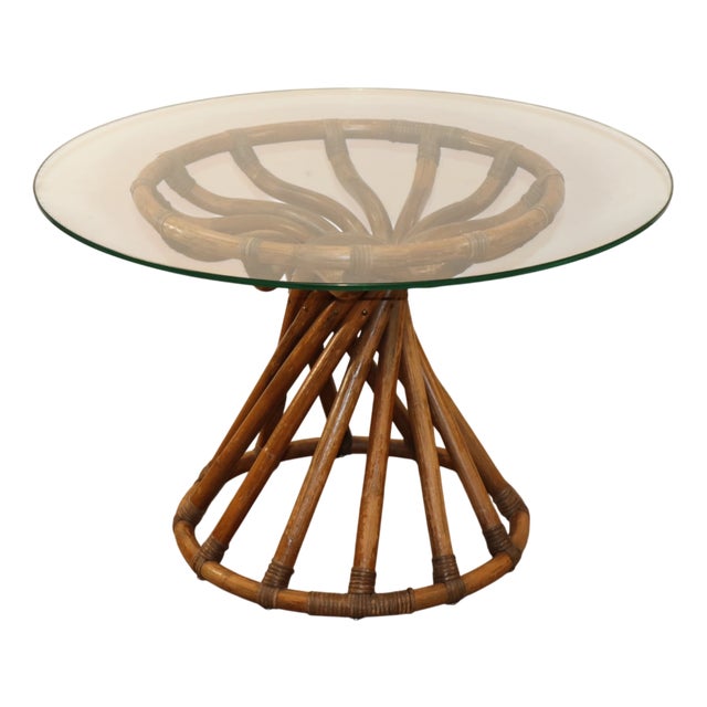 Bamboo and Glass Table by Bernard Govin for Eguizier, 1970s For Sale