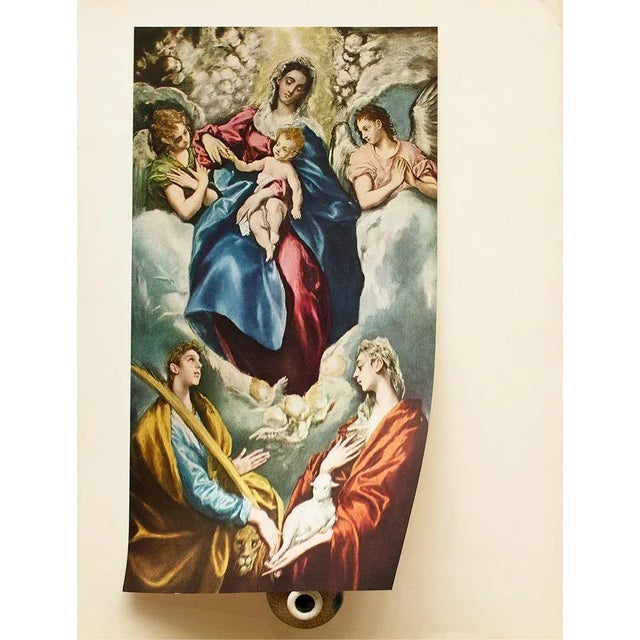 1956 After El Greco "The Virgin With Saint Ines and Saint Tecla", Vintage Full-Color Print For Sale - Image 4 of 7