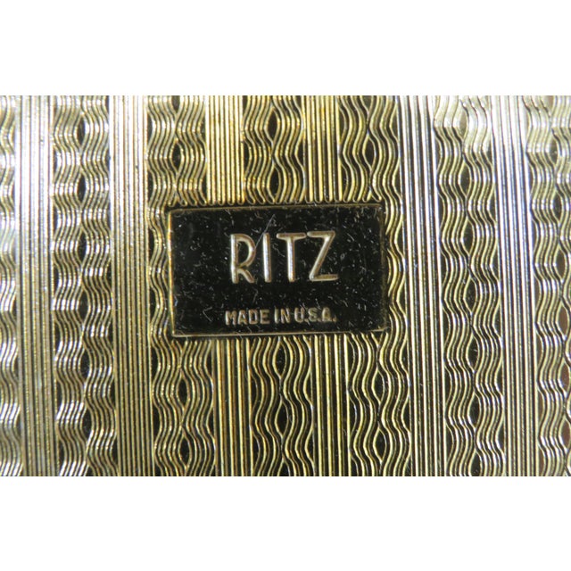 Ritz Powder Compact With Mirror Gold Tone Small Cosmetic Case Made in Usa 4774b For Sale In Miami - Image 6 of 11