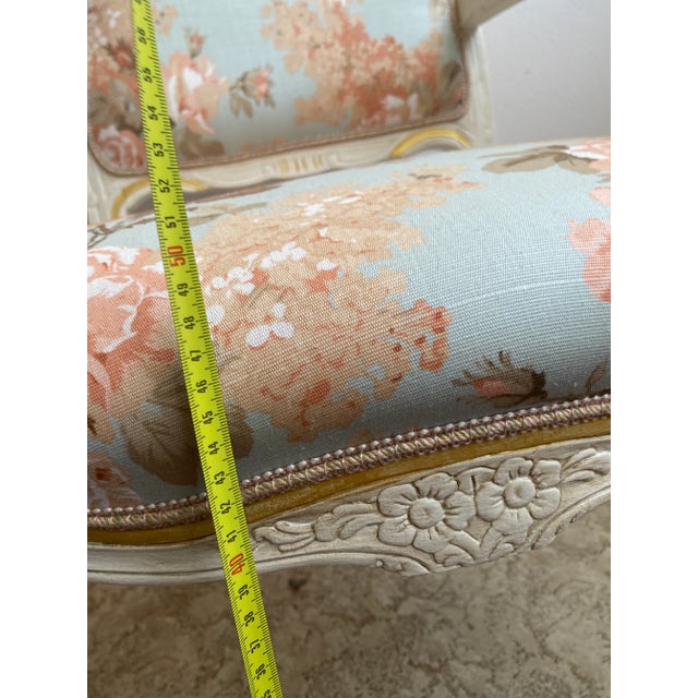 Contemporary Ivory and Pink Floral Chair For Sale - Image 4 of 10