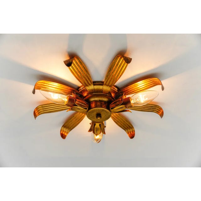 Mid-Century Modern 3-Light Sunburst Lamp, Italy, 1960s For Sale - Image 6 of 9
