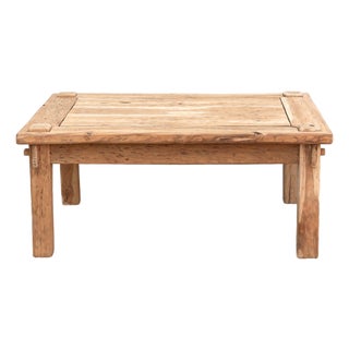 Primitive Raw Teak Wood Coffee Table For Sale