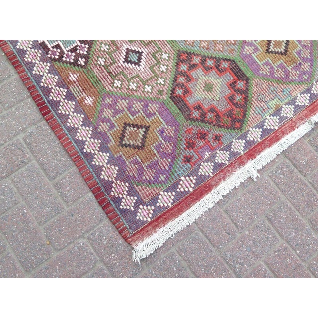 Purple Vintage Turkish Kilim Rug 6'x10' For Sale - Image 8 of 11