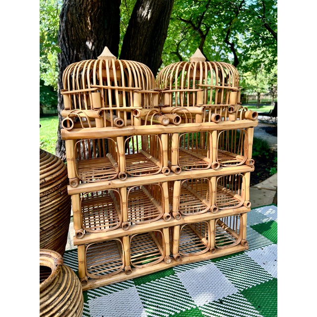 Late 20th Century Vintage Rattan Pagoda Wine Rack For Sale - Image 5 of 5