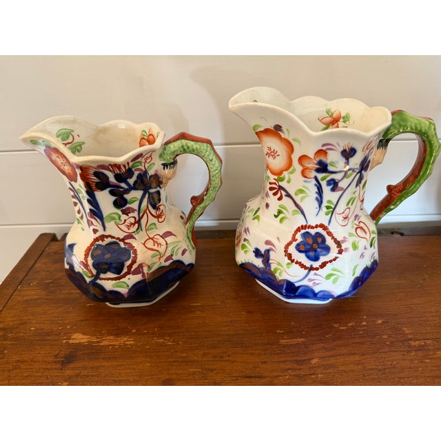 Mid 19th Century Two Gaudy Welsh Ironstone Pitchers Milk Jugs For Sale - Image 9 of 16
