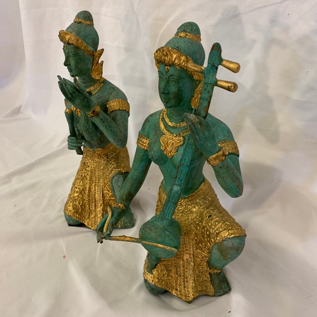 Bronze Thai Musicians Statues a Pair Chairish