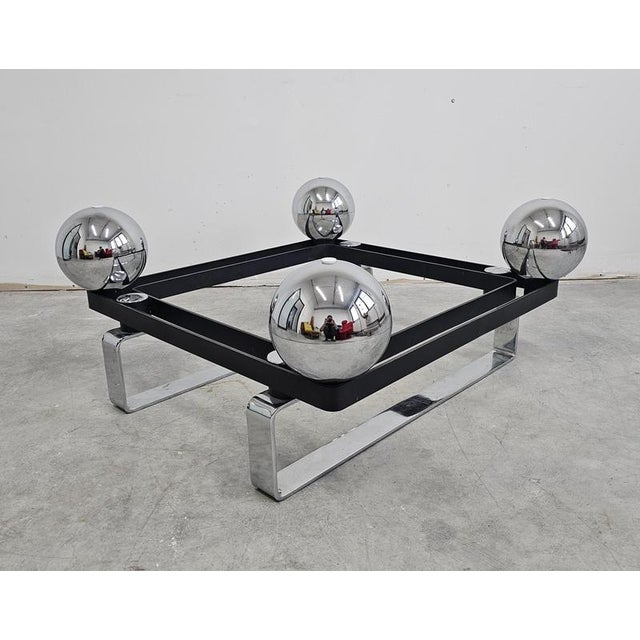 Vintage French Table in Chrome Plated Steel and Tinted Glass, 1970s For Sale - Image 11 of 13