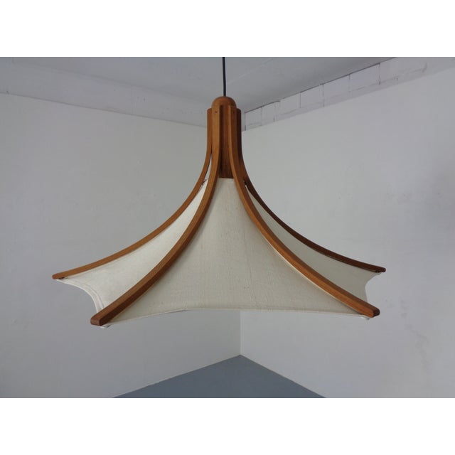 Mid-Century Modern Adjustable Counterweight Pendant Lamp in Teak from Domus, Germany, 1960s For Sale - Image 3 of 15