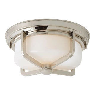 Thomas O'Brien for Visual Comfort Signature Milton Large Flush Mount in Polished Nickel with White Glass For Sale