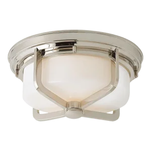 Thomas O'Brien for Visual Comfort Signature Milton Large Flush Mount in Polished Nickel with White Glass