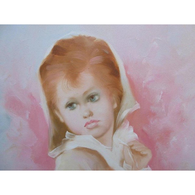 Portrait Painting of a Child, 1970s, Oil on Canvas For Sale - Image 6 of 14