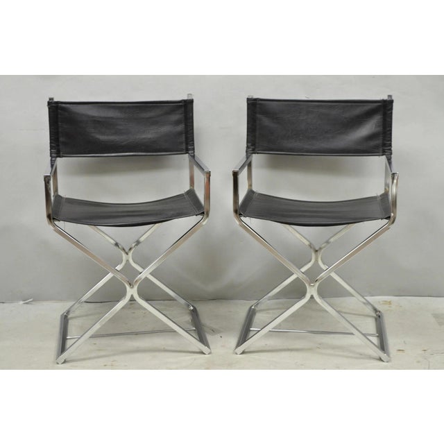 Vintage Daystrom Mid Century Modern Chrome & Naugahyde Directors Chairs - a Pair. Circa Late 20th Century. Measurements:...