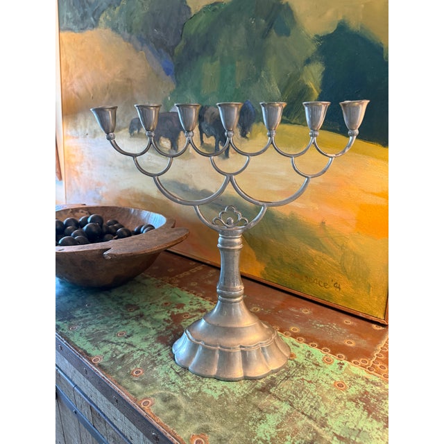 Just Andersen Rare Antique 1928 Just Andersen Pewter Candelabra For Sale - Image 4 of 4