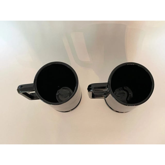1960s Mid-Century Black Glass Mugs- Set of 2 For Sale - Image 5 of 5