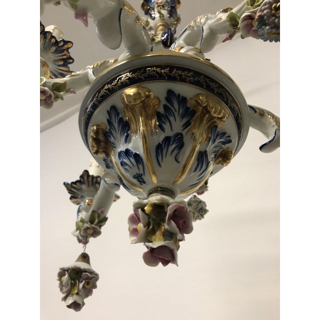 Vintage French Porcelain Flower Chandelier For Sale - Image 13 of 18
