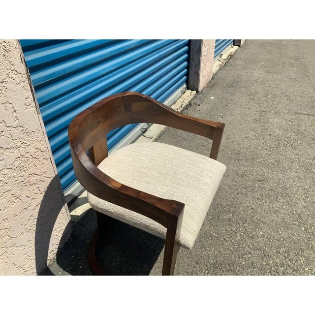 Mid-Century Modern Solid Walnut Dining Chair in Manner of Onassis Chair by Karl Springer Mid-Century Modern For Sale - Image 3 of 5