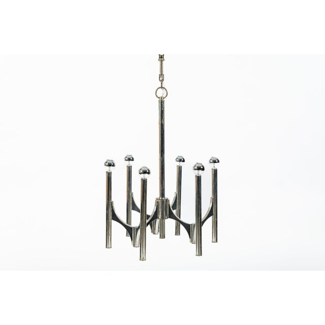 1970s Gaetano Sciolari Italian Chrome Mid Century Modern Chandelier, 1970s For Sale - Image 5 of 12