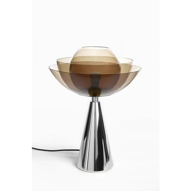 Lotus table lamp by Mason Editions Dimensions: 36 × 48 cm Materials: matte gold 24k base + transparent smoke grey blown...