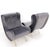 Pair Italian Mid-Century Modern Brass Legs Grey Arm Lounge Chairs For Sale - Image 12 of 17