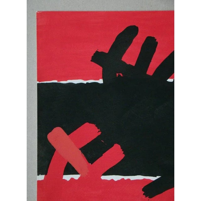 Modern After Giuseppe Capogrossi, Surface Rouge et Noire, 1957, Stencil & Gouache For Sale - Image 3 of 11