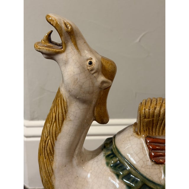 1960s Large Vintage Chinese Tang-Style Crackle Glaze Ceramic Camel Sculpture For Sale - Image 5 of 18