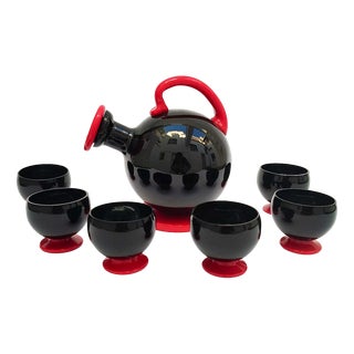 Murano Glass Rosolio Set attributed to Napoleone Martinuzzi, 1940s, Set of 10 For Sale