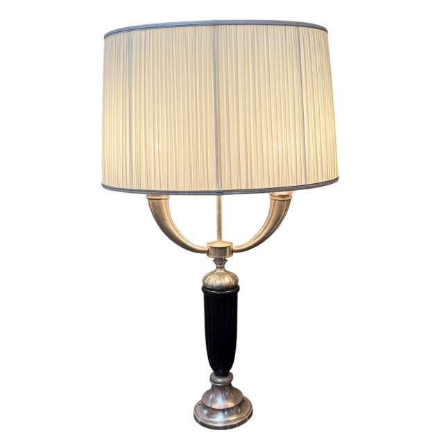 Ruhlmann Style Art Deco Black & Silver Candelabra Form Table Lamp. This listing is for one lamp, but we actually have two...