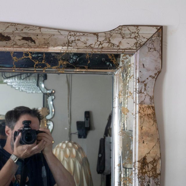 Beveled surround antique gold vein mirror For Sale - Image 4 of 8