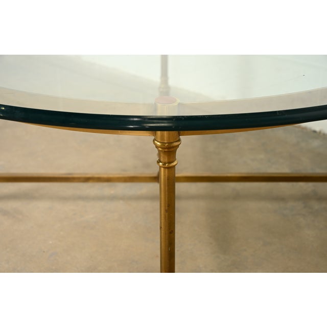 LaBarge Hollywood Regency Brass and Glass Hooved Feet Cocktail Table | Circa 1960s For Sale - Image 9 of 12