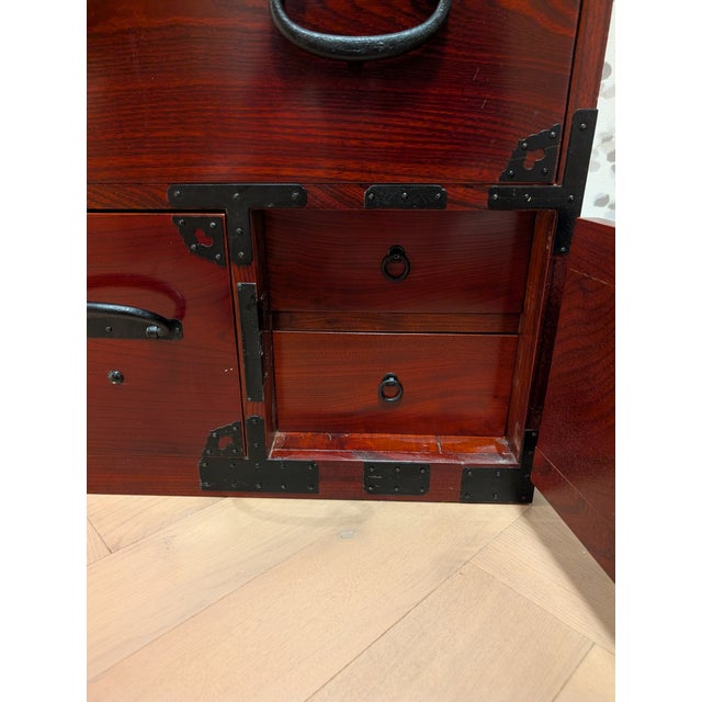Wood Authentic Meiji Era Nihonmatsu Tansu Chest (Zelkova Wood) With Keys & Papers For Sale - Image 7 of 12
