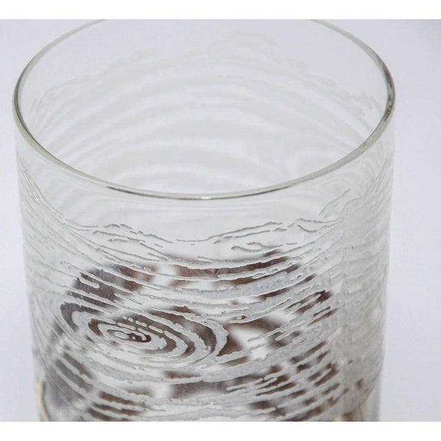 Glass Georges Briard 22k Gold and White Glassware Barware Fish Marine Design Set of 3 For Sale - Image 7 of 13