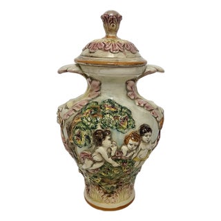 Vintage Capodimonte Figural Jar With Lid – Hand-Painted Italian Ceramic For Sale