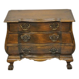 Vintage Small Salesman Sample Chippendale Georgian Style 3 Drawer Bombe Commode For Sale