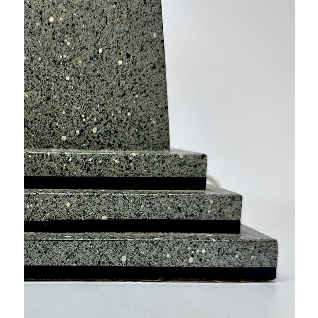 Relocation Super Sale! High 1980s Postmodern Gray Obelisk Table Lamp For Sale In Miami - Image 6 of 7