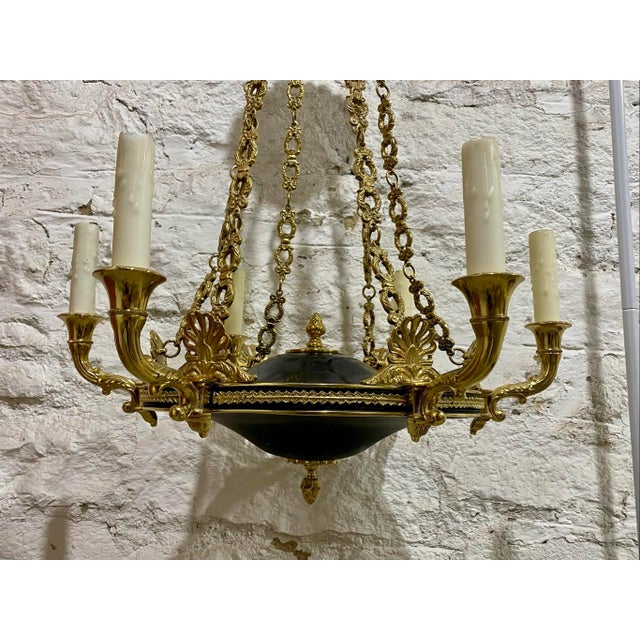 Bronze Vintage Empire Style Bronze 6-Light Hanging Chandelier For Sale - Image 8 of 8