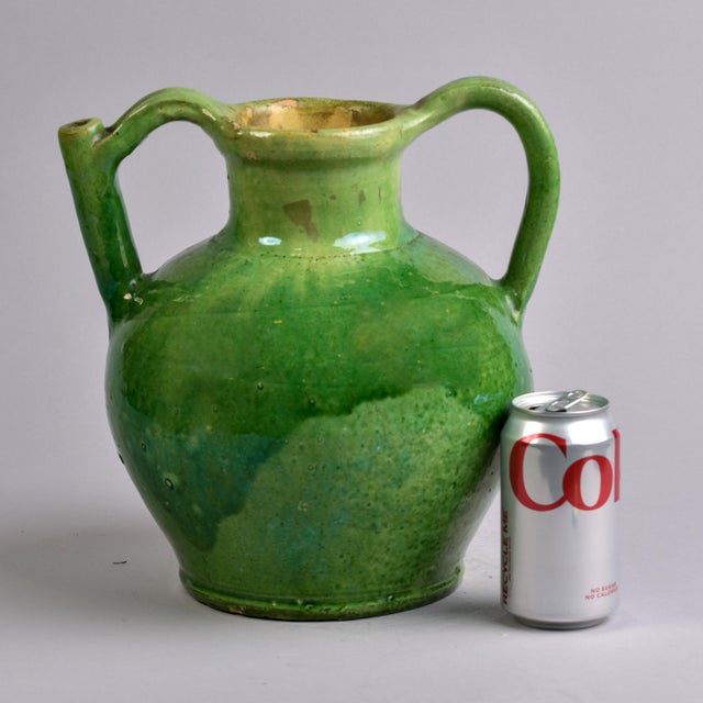 French Large French Early 20th Century Green Pot With Spout Handle For Sale - Image 3 of 11