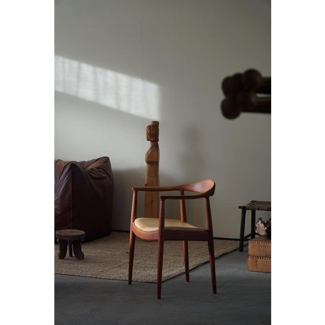Model JH501 Armchair in Teak and Leather by Hans J. Wegner, 1950s For Sale - Image 6 of 16