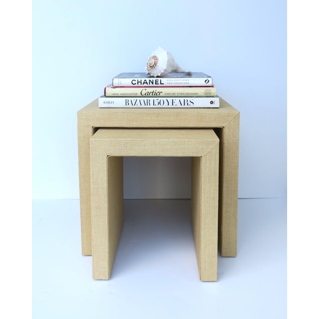 Cloth Wrapped Nesting Tables - Set of 2 For Sale - Image 4 of 15