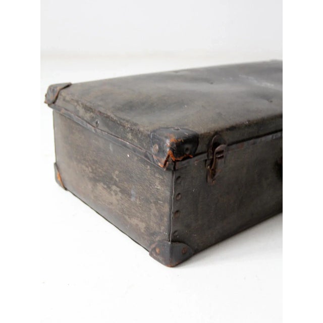Metal Antique Hardboard Suitcase For Sale - Image 7 of 11