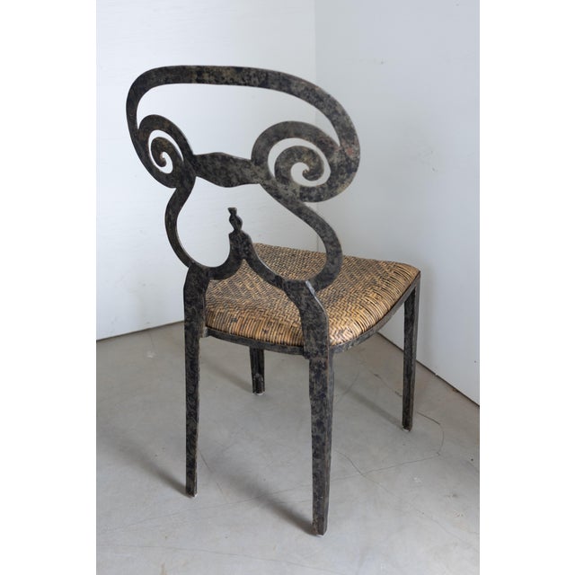 Black Vintage Biedermeier Style Forged Iron Dining Chairs For Sale - Image 8 of 9